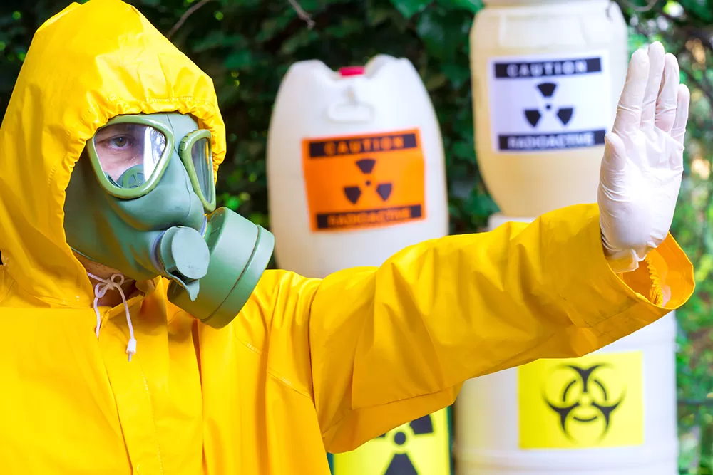 Biohazard Cleanup with yellow jacket Biohazard Cleanup with yellow jacket